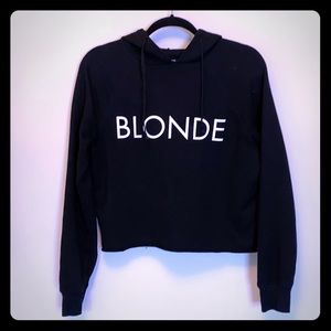 Boutique Black Crop Sweatshirt -“BLONDE” -XS/S